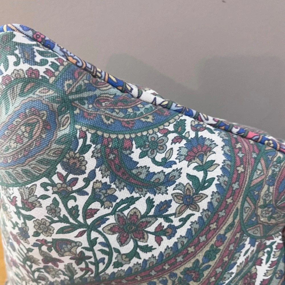 Vtg Lauren Ralph Lauren Heritage Paisley Throw Pillow 18x18 Blue Green Red